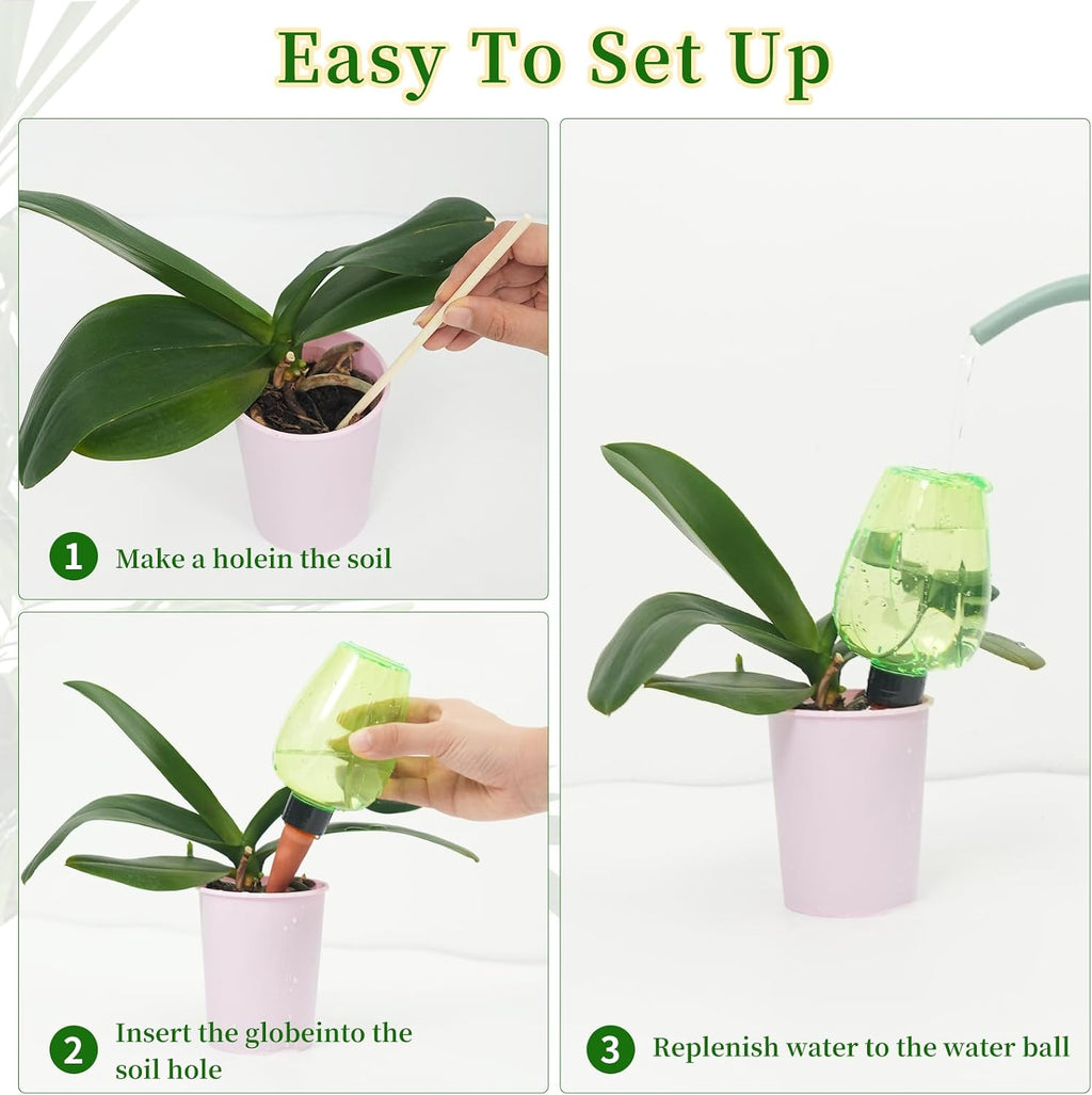 6pcs Plant Self Watering Globes, Plastic Water Bulbs Top Fill, 12.3 oz Plant Watering Devices System Slow Release