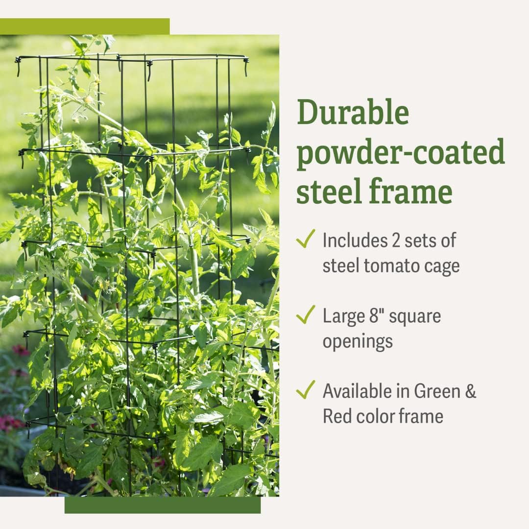 Gardener’s Supply Company Extra Tall Heavy-Guage Square Tomato Cages | Easy Fold Plant Supports & Vegetable Garden
