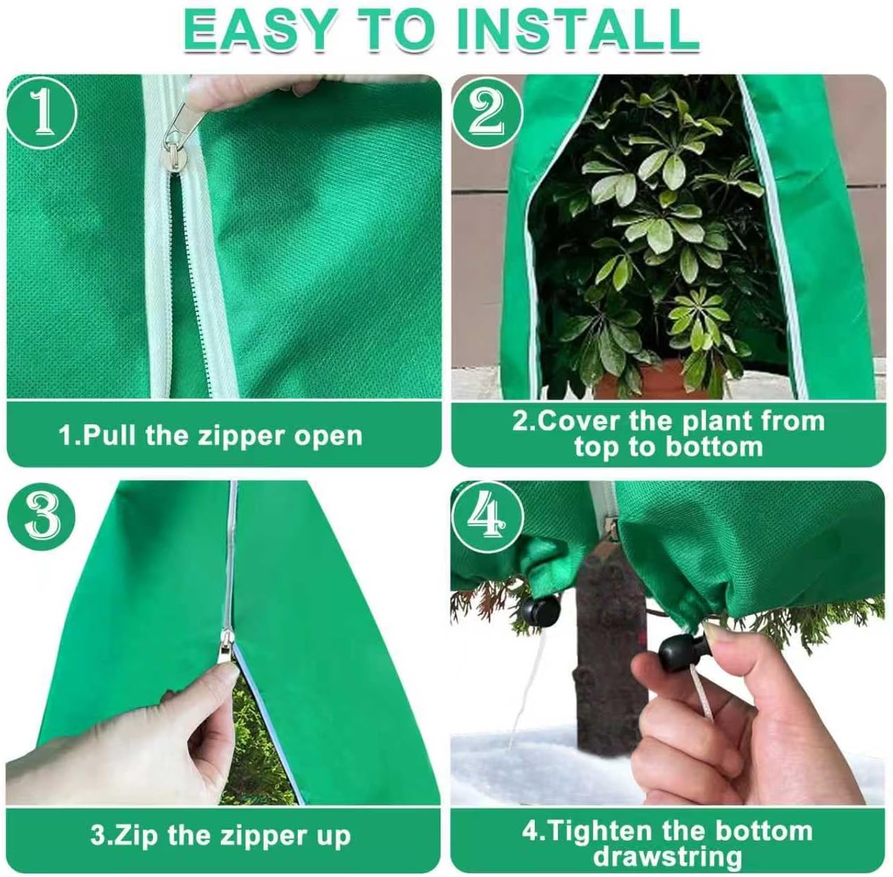 Plant Covers Freeze Protection, 2 Pack 78.7''W x 95.5''H Frost Covers with Zipper Drawstring, Plant Protection Bags for