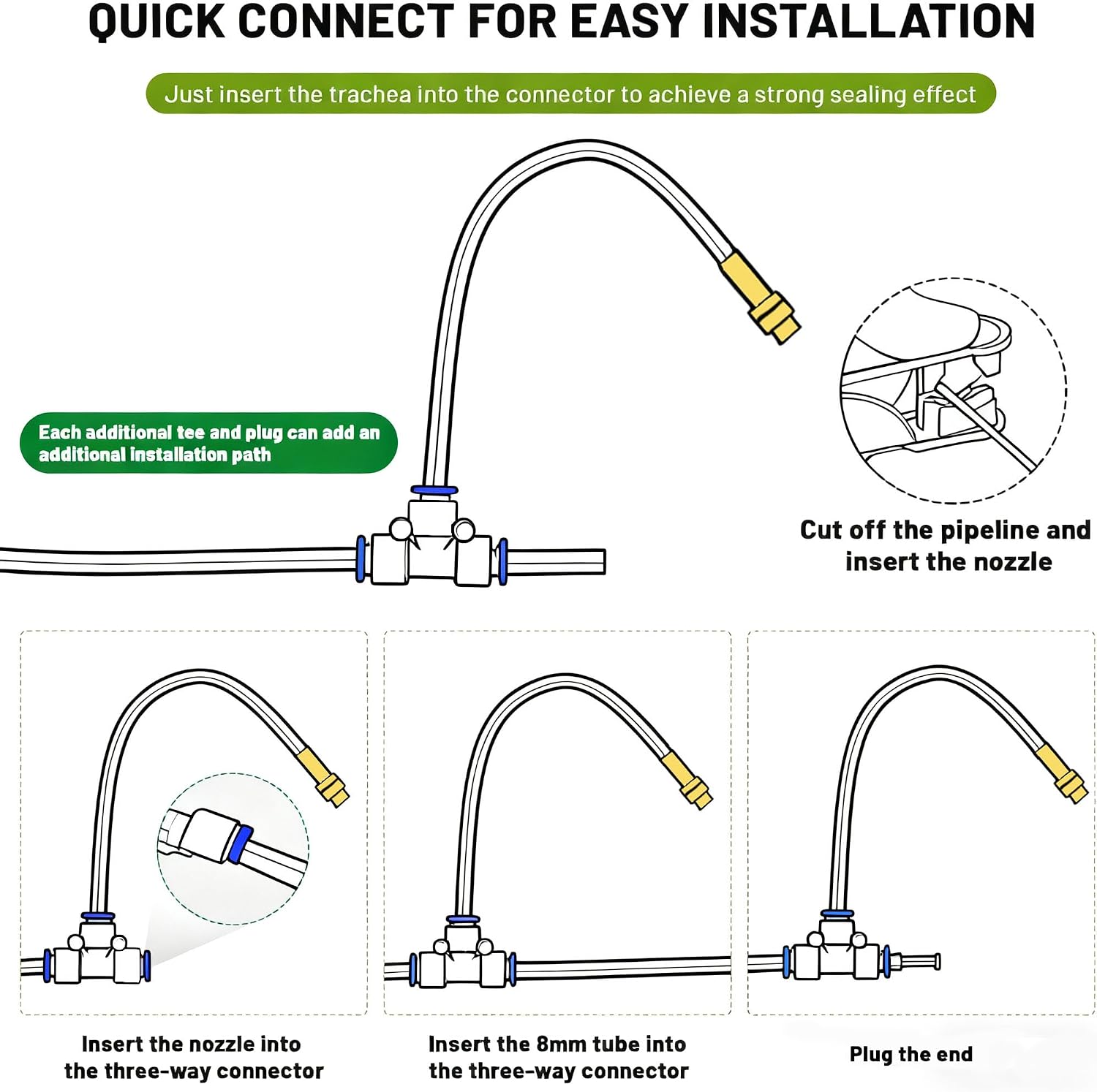 Drip Irrigation System，360° Bendable Drip Irrigation Kit Automatic Irrigation System for Garden, Adjustable Garden