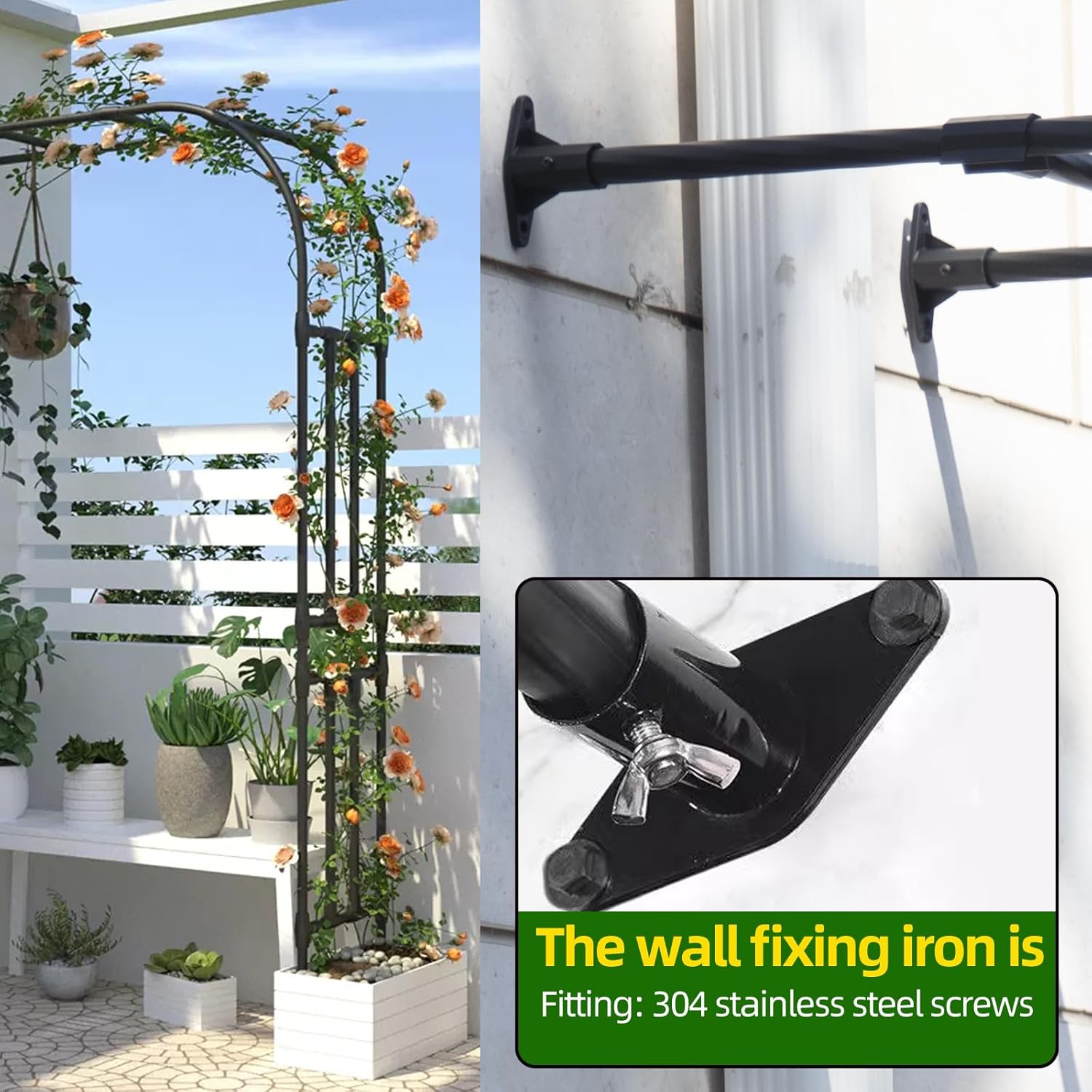 Half Arch Trellis - Garden Arch Trellis Size: 24in(L)*94.5in(H) | Garden Arch Arbor Trellis for Climbing Plants Outdoor
