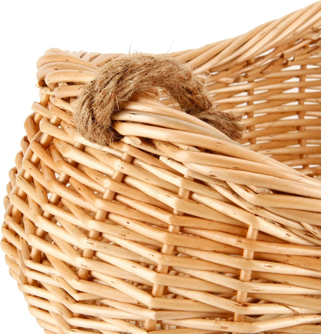JJSQ Wicker Woven Basket with Jute Rope Handle Garden Harvest Basket Wicker Storage Baskets for Picnic, Easter