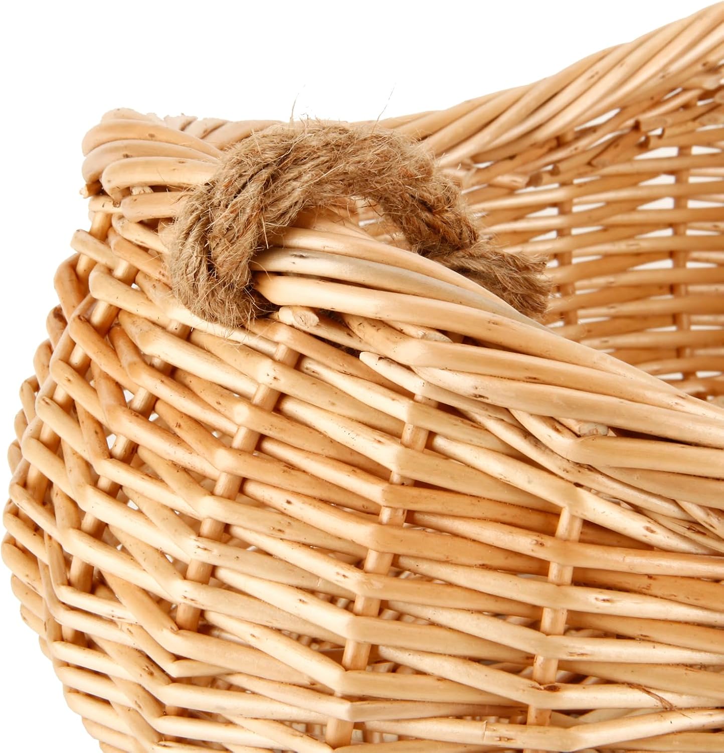 JJSQ Wicker Woven Basket with Jute Rope Handle Garden Harvest Basket Wicker Storage Baskets for Picnic, Easter