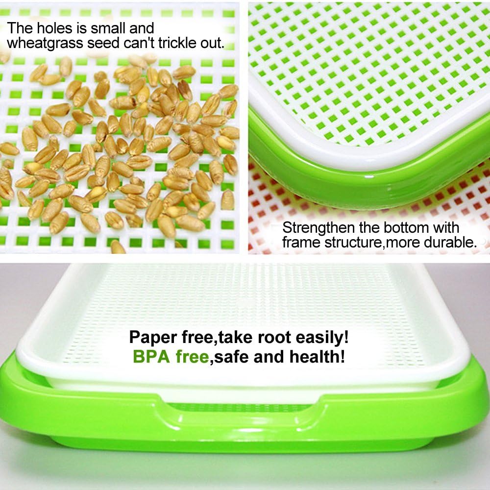4 Layers Sprout Trays with Extra Strength Plastic Shelf Soil-Free Healthy Wheatgrass Seeds Grower & Storage Trays for