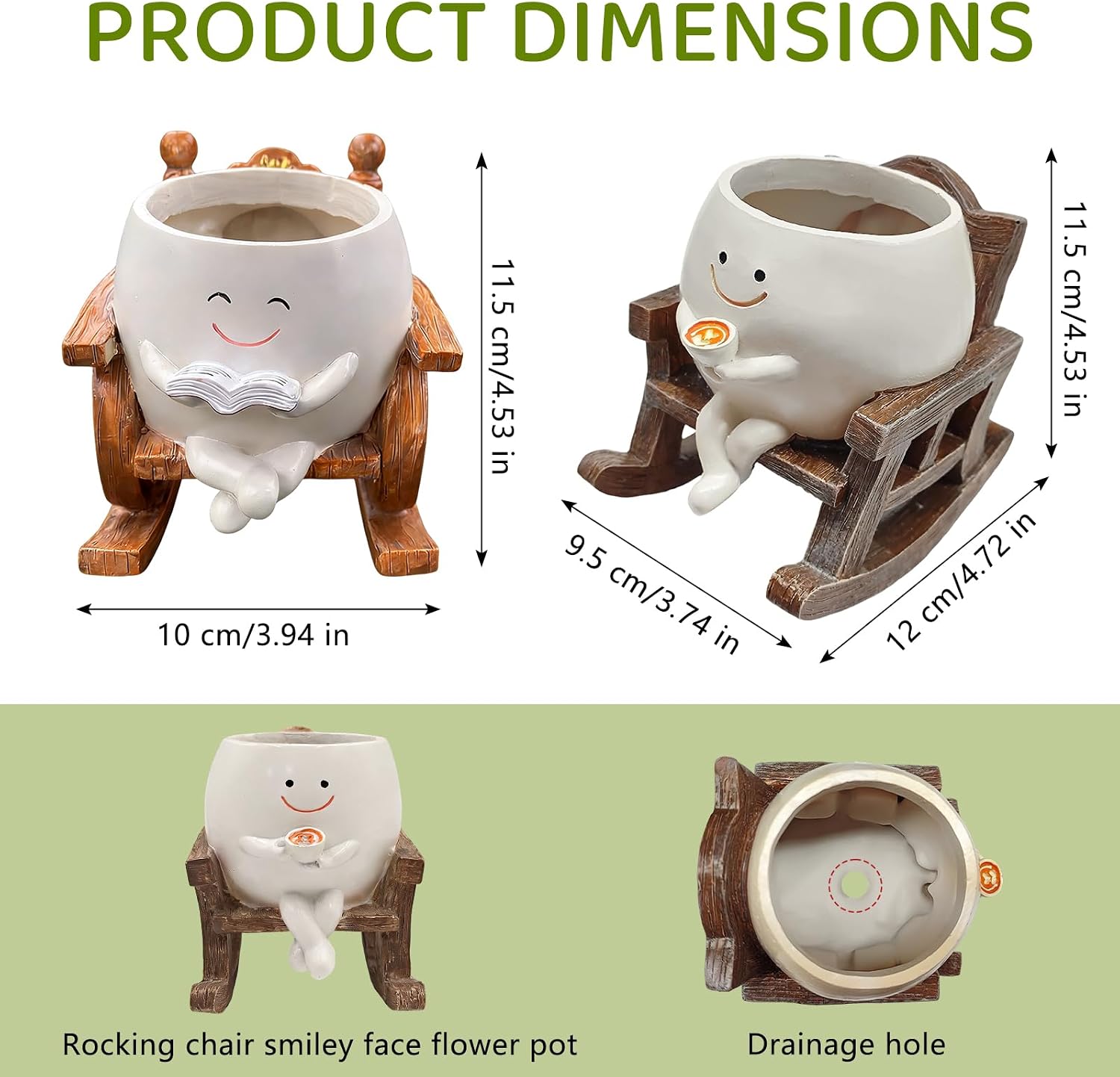 2 PCS Rocking Smily Face Planter Pot, Cute Plant Pots Plants | Cute Plant Pots for Indoor Outdoor Plants with Drainage