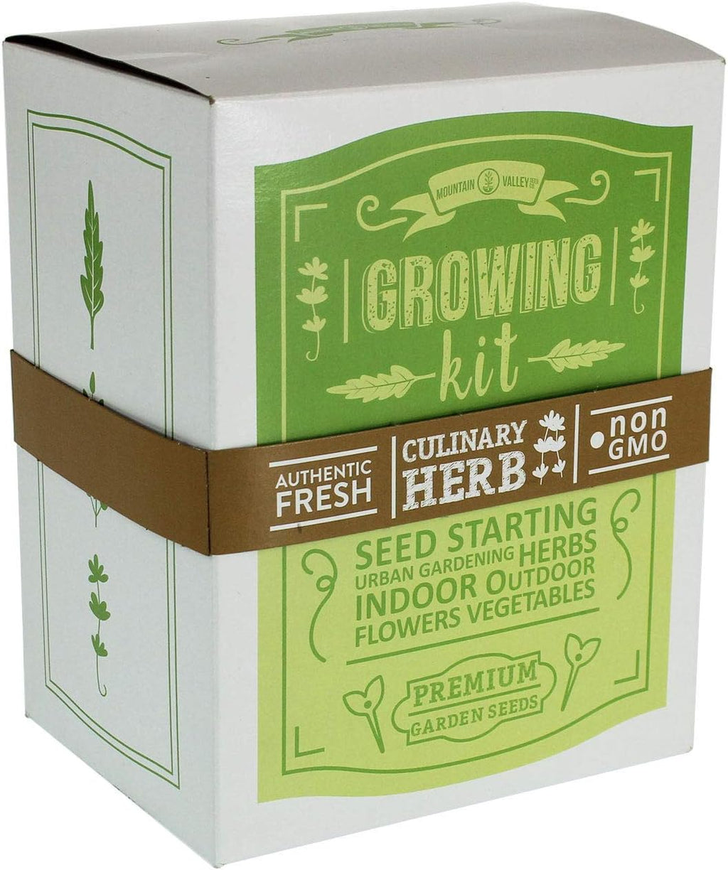 Mountain Valley Seed Co Culinary Indoor Herb Garden Starter Kit Basic Herb | Non-GMO Seeds 6 Varieties | Grow Cooking