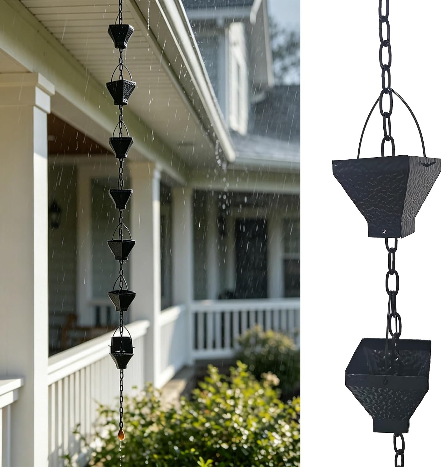 Rain Chains for Gutters, 8.5FT Gutter Chain Downspout with 12 Rain Bells, Outdoor Rain Catcher Chain for Gutter