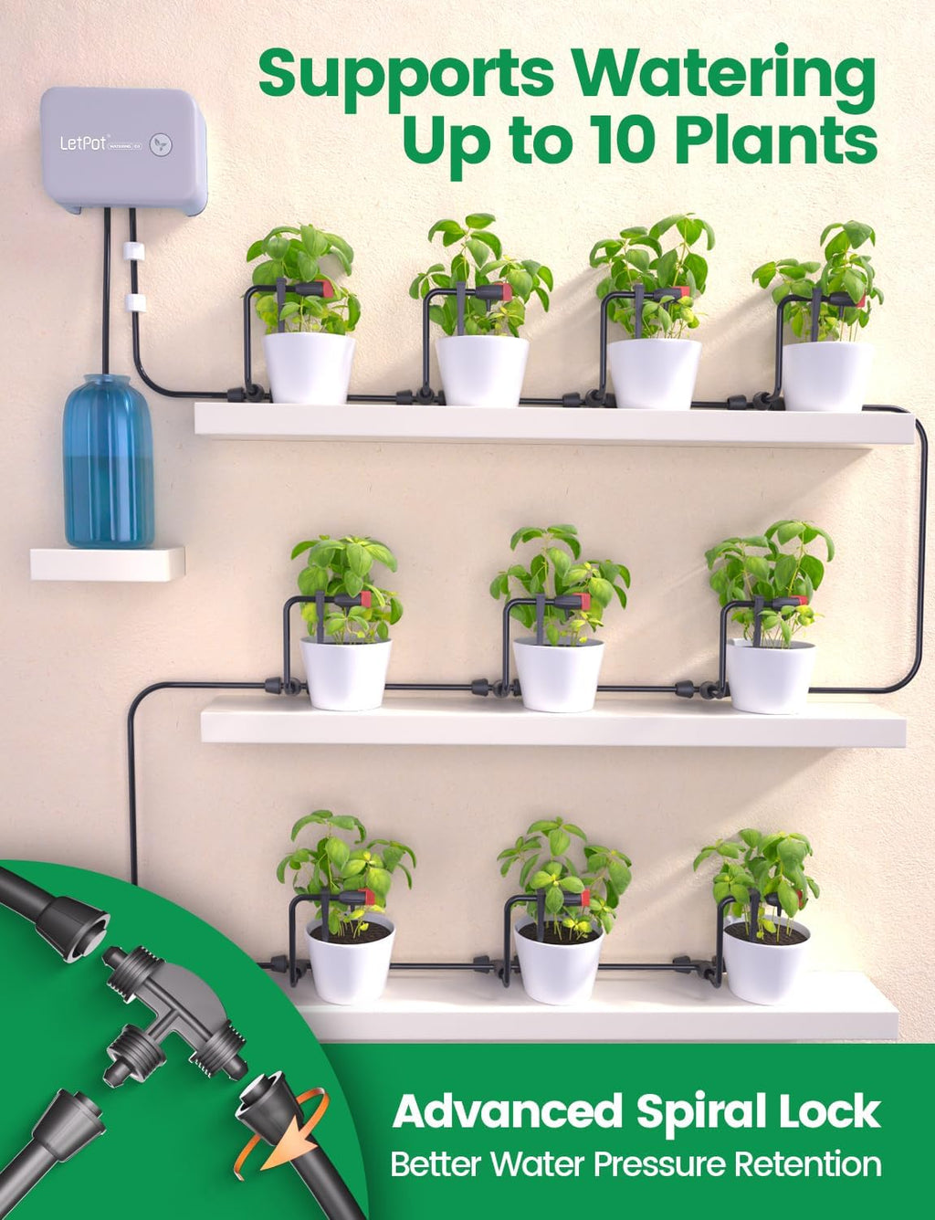 LetPot Automatic Watering System for Potted Plants, [Wi-Fi & App Control] Drip Irrigation Kit System, Smart Plant
