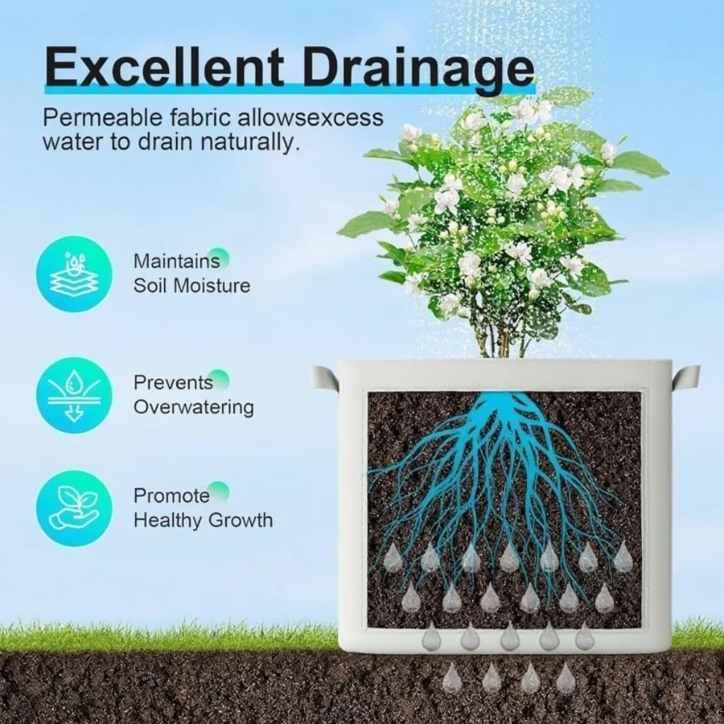 15 Gallon Tall Grow Bags Pot for Plants,15Gal Fabric Nursery Plant Pot,3PCS | With Handles,15 Gallon Cloth Felt Heavy
