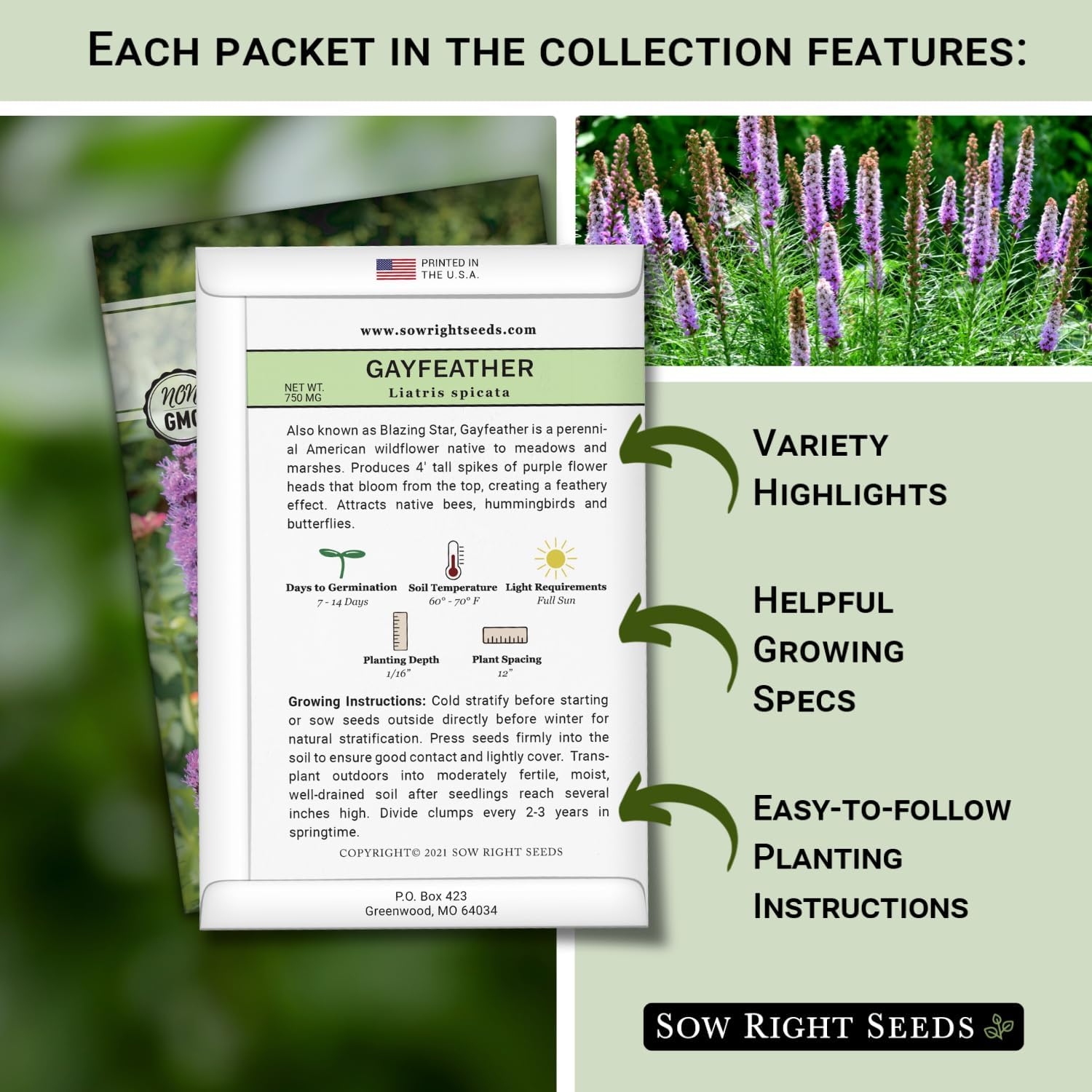 Sow Right Seeds - Large Flower Farm Seed Collection for Planting Garden | Includes zinnia, sunflower, lavender, and