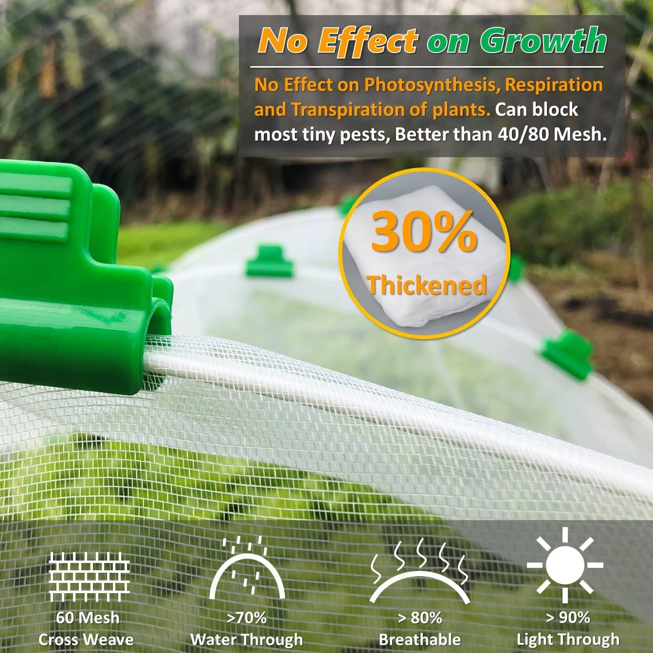 Garden Mesh Netting Kit, Super Bendable Fiberglass Greenhouse Hoops with Ultra-Fine Pest Barrier for 2-4ft Wide Raised