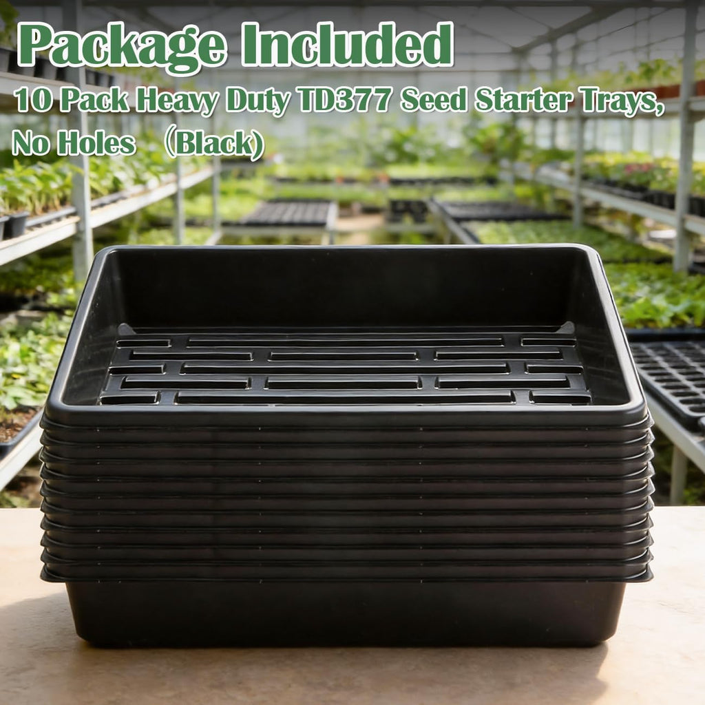 RooTrimmer 10 Pack Seed Starter Trays - Heavy Duty Plastic Flats, Fits 54 Cell Plug Tray, Seedling Tray for Carrying