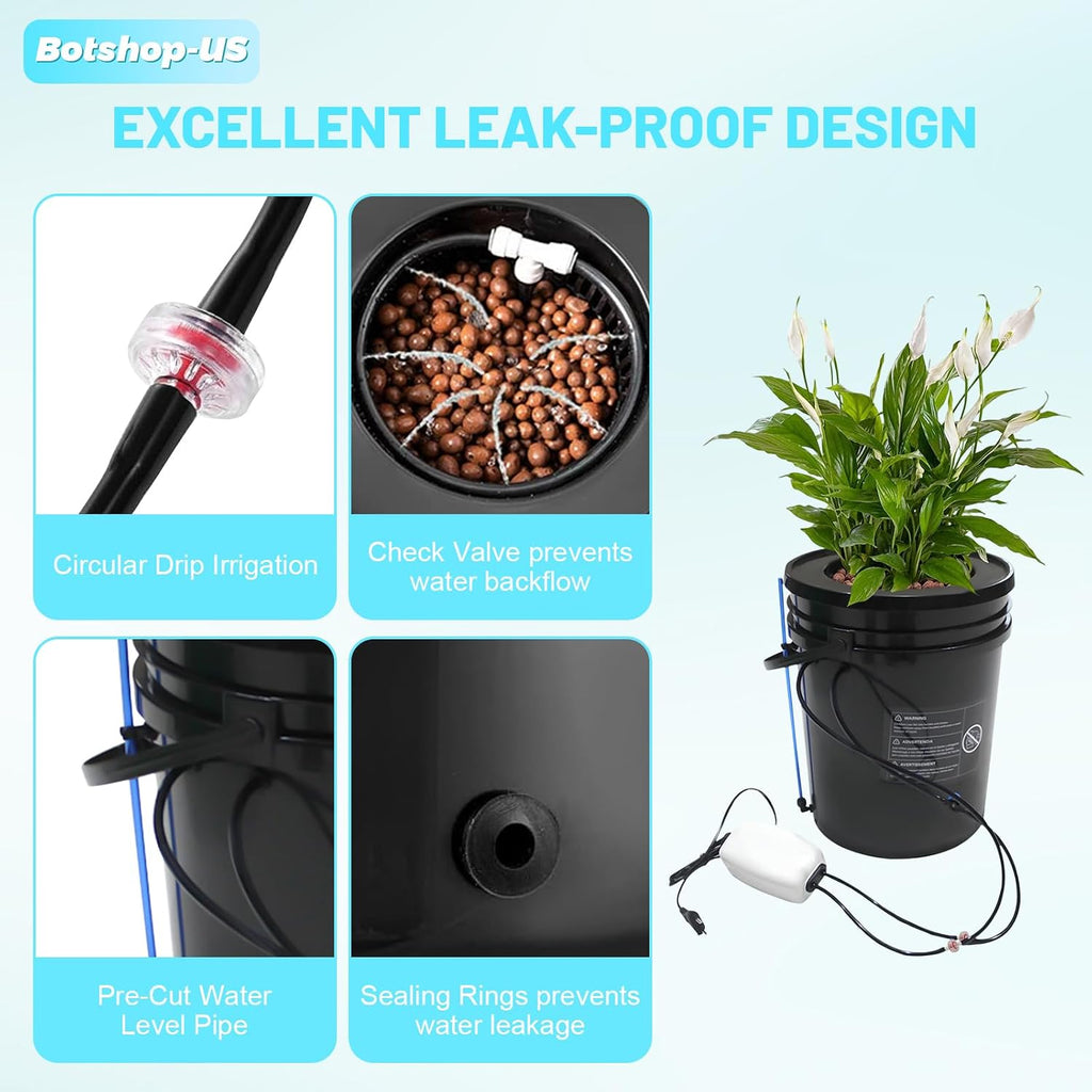Hydroponics Growing System Kit 5-Gallon Deep Water Culture Recirculating Drip Grow System Indoor Garden Grow System