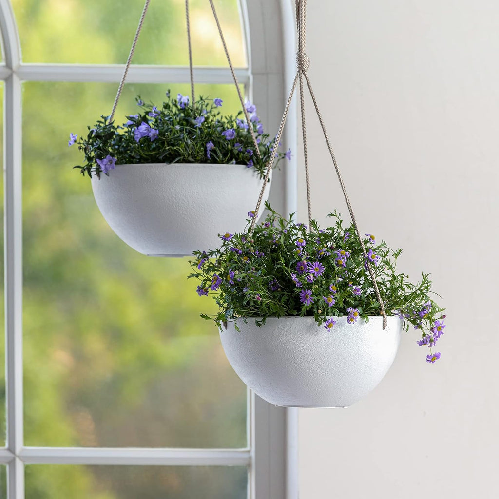 LA Jolie Muse Hanging Planter Baskets for Indoor Plant, Set of 2, 9.84 Inch | Decorative Hanging Baskets with Drainage