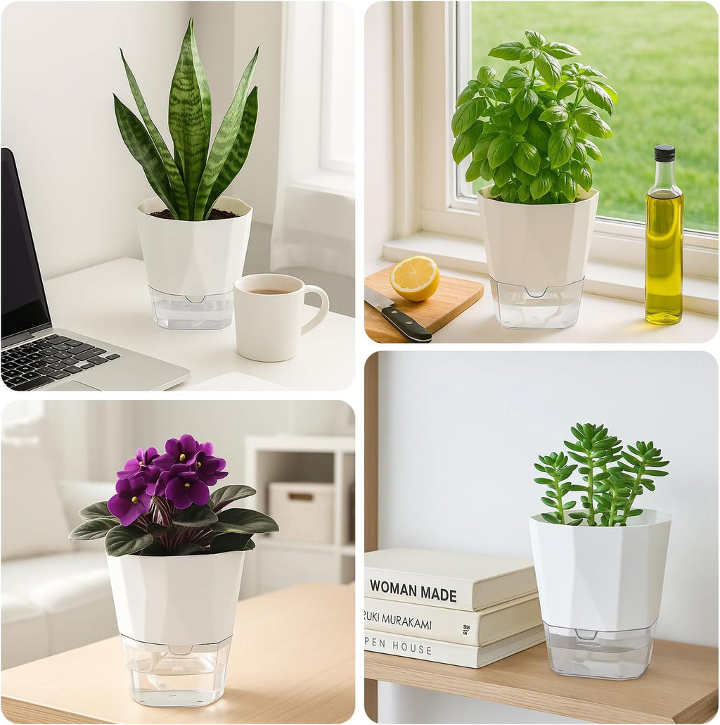 2 Pack Self Watering Pots for Indoor Plants, 8.4 Inches Self Watering Planters Large African Violet Self Watering Clear
