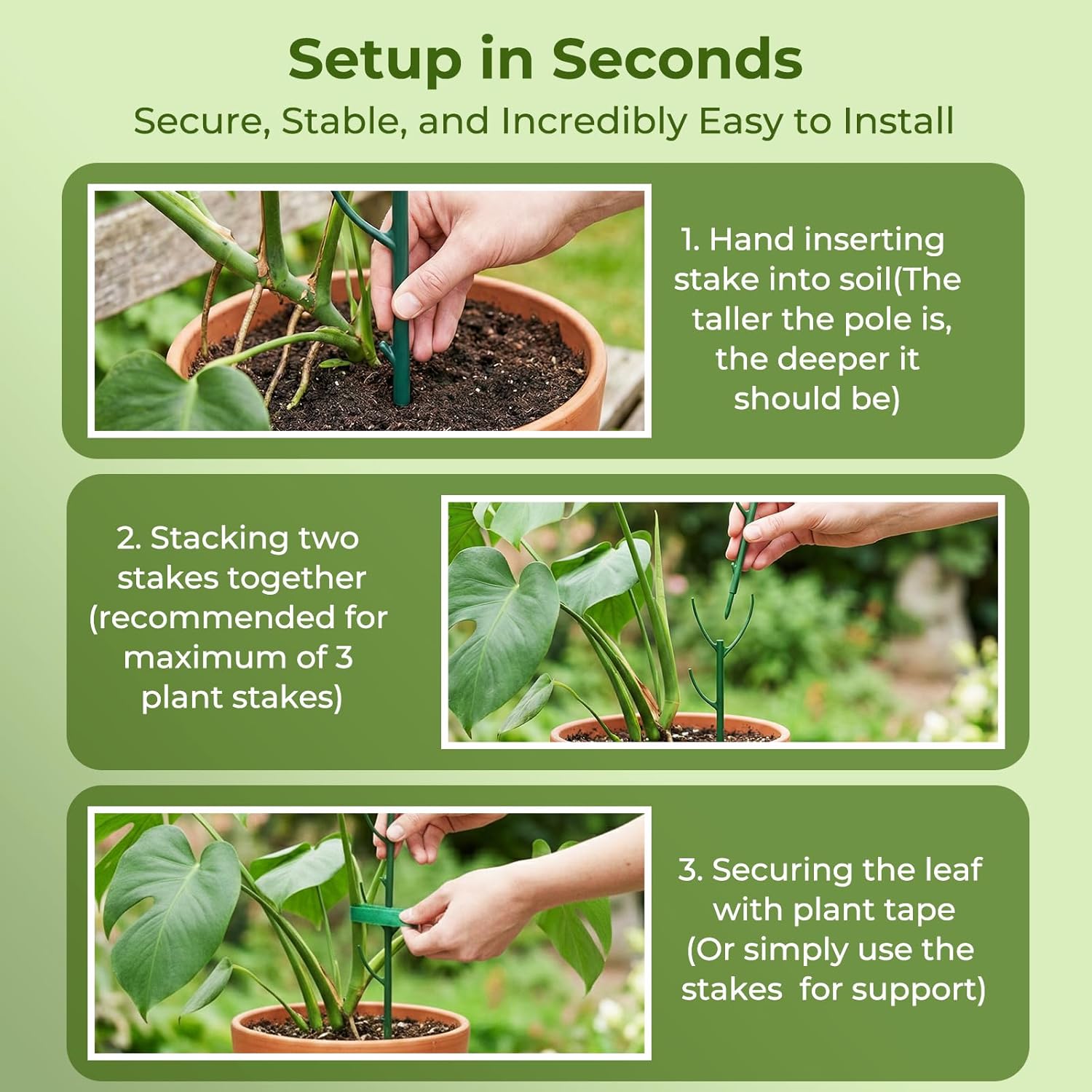 Monstera Plant Support Stakes Indoor - 20 Pack Stackable Garden Trellis for Potted Climbing Pothos Support - Durable