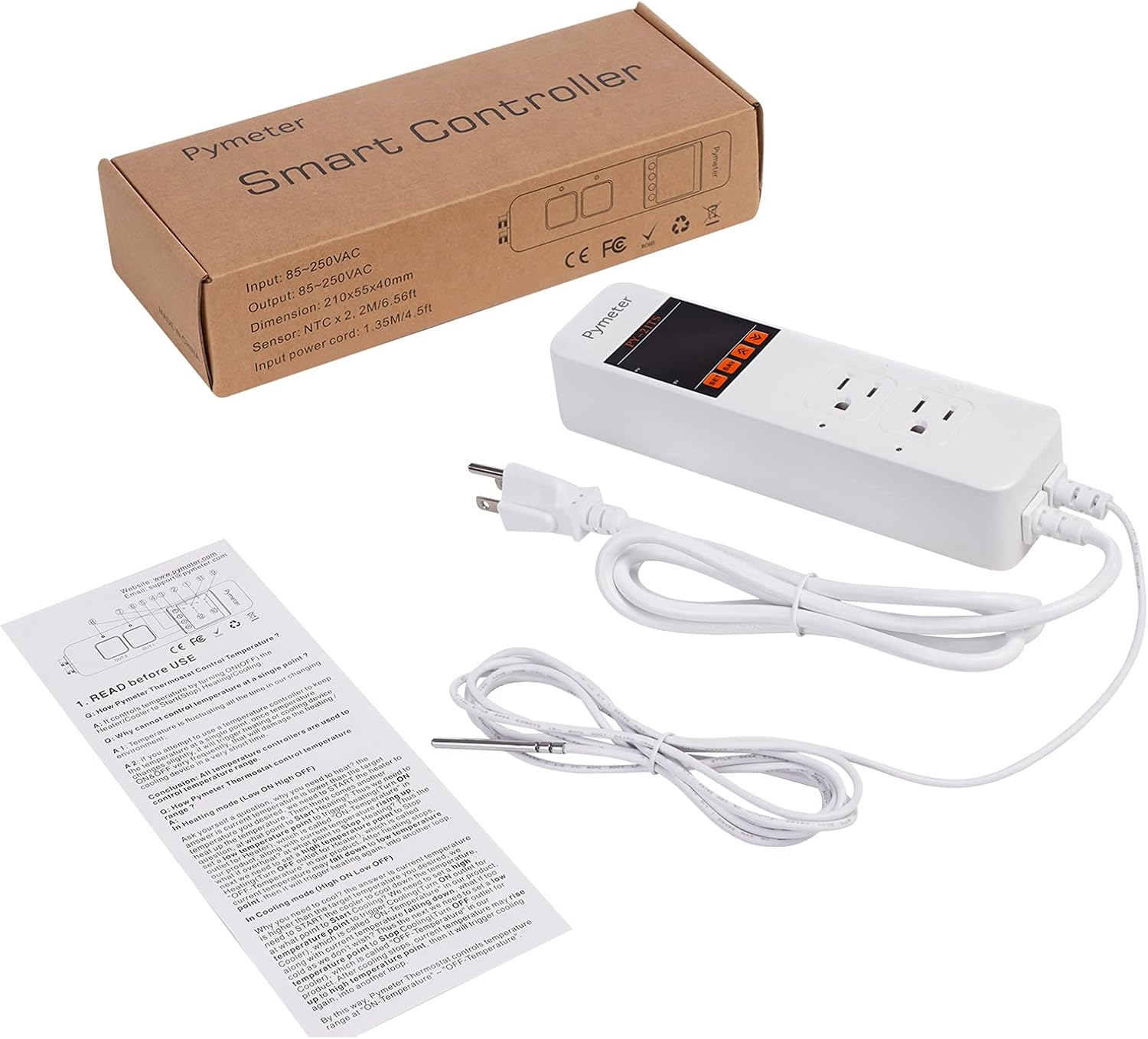 Attic Fan Thermostat Controller Temperature Switch Plug Outlet for Seedlings, Germination, Rooting, Greenhouse