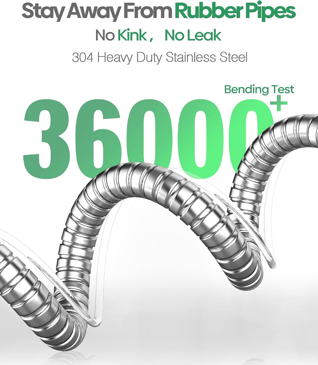 Non-Expandable Metal Garden Hose 30 Feet with Sprayer Nozzle, Flexible, No Kinking, Lightweight & Heavy Duty Water