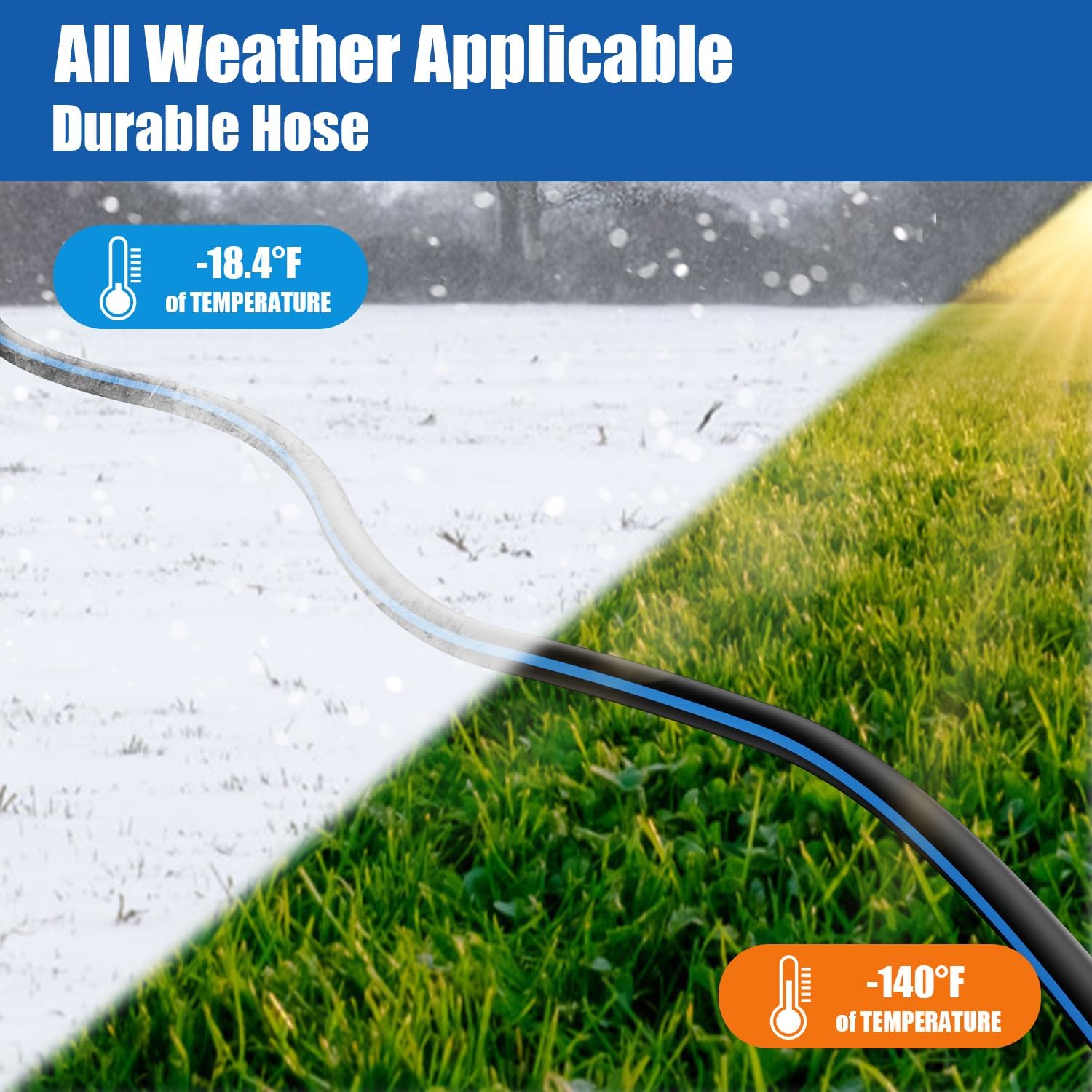 Besiter Heavy Duty Garden Hose 5/8" 50FT: Flexible Rubber Water Hose with 10 Function Sprayer - Leakproof Hose Male to