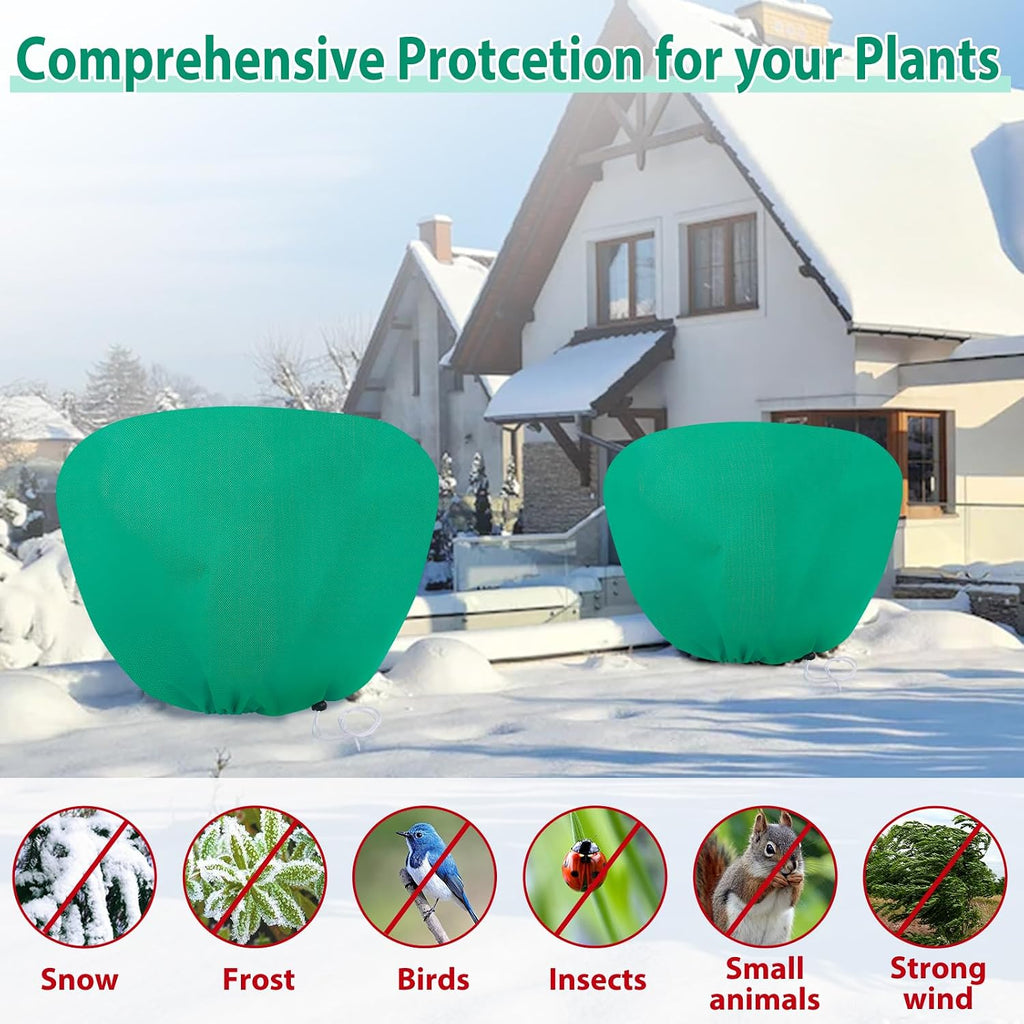 6 Pack Shrub Plant Covers Freeze Protection for Winter, 39.4"X39.4", Green | 2.2 oz/yd² Plant Protection Bags