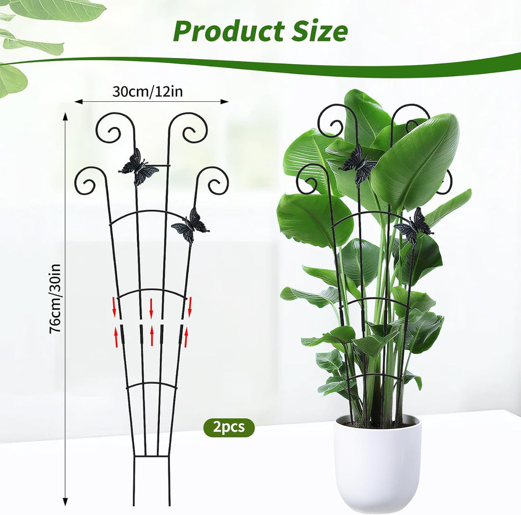 4 Pack 30 InchTaller Plant Trellis for Potted Climbing Plants Indoor,Expandable Metal Garden Trellis for Climbing