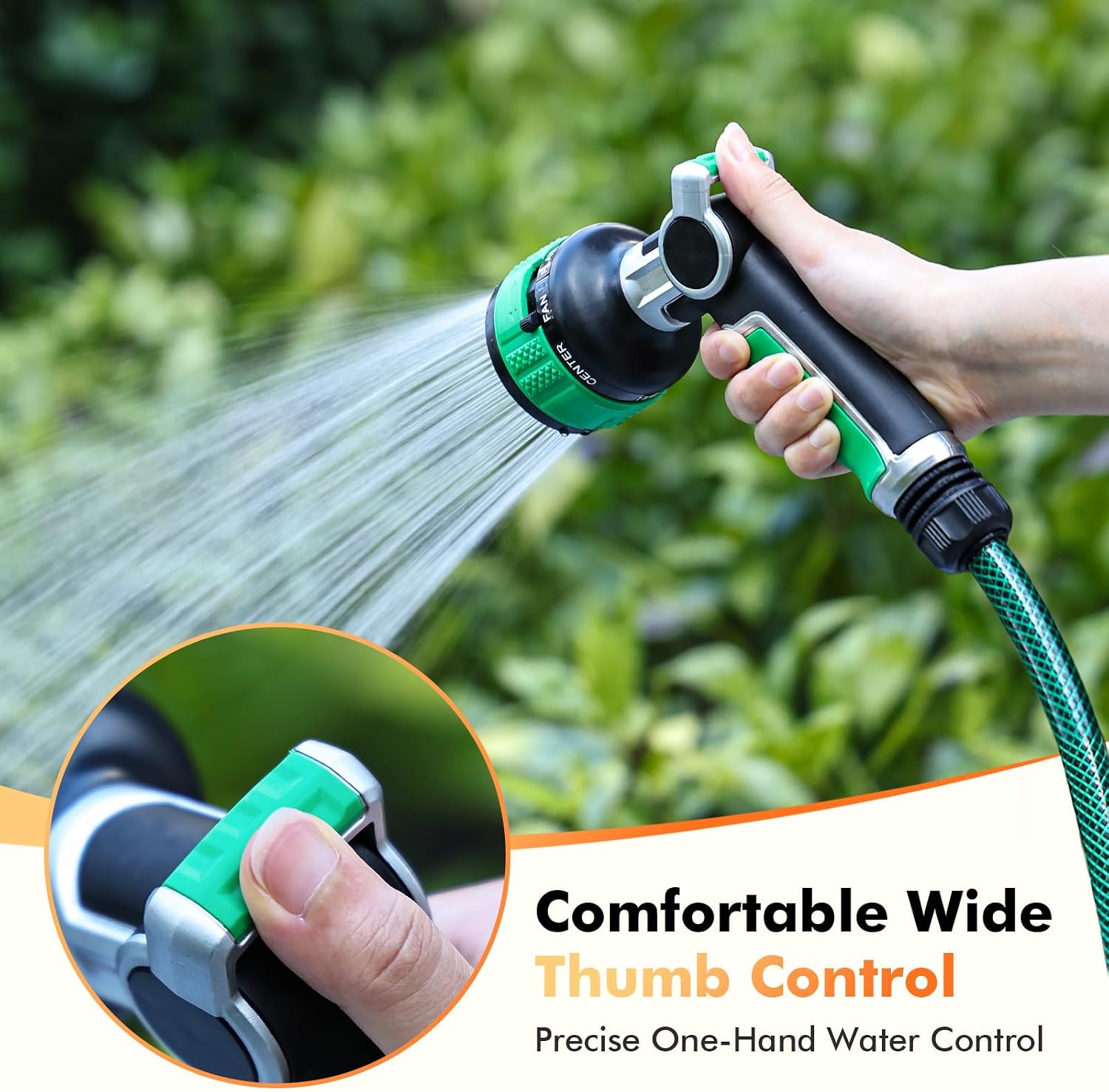 RESTMO Water Hose Nozzle Heavy Duty, Adjustable Garden Sprayer for Outdoor | 2-in-1 Twist Control, 9 Spray Patterns