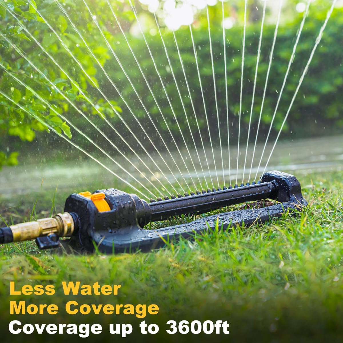 FANHAO Oscillating Sprinkler for Yard, Garden and Flower Beds, Covers Up to 3,600 sq. ft., Durable Lawn Sprinkler with