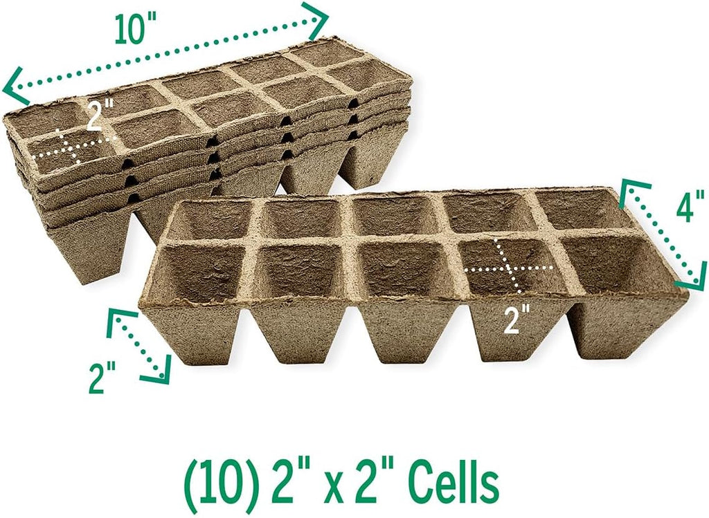 Jiffy Seed Starting Tray - Biodegradable, Plant Germination Cells - 20 Strips (200 Cells) - Peat