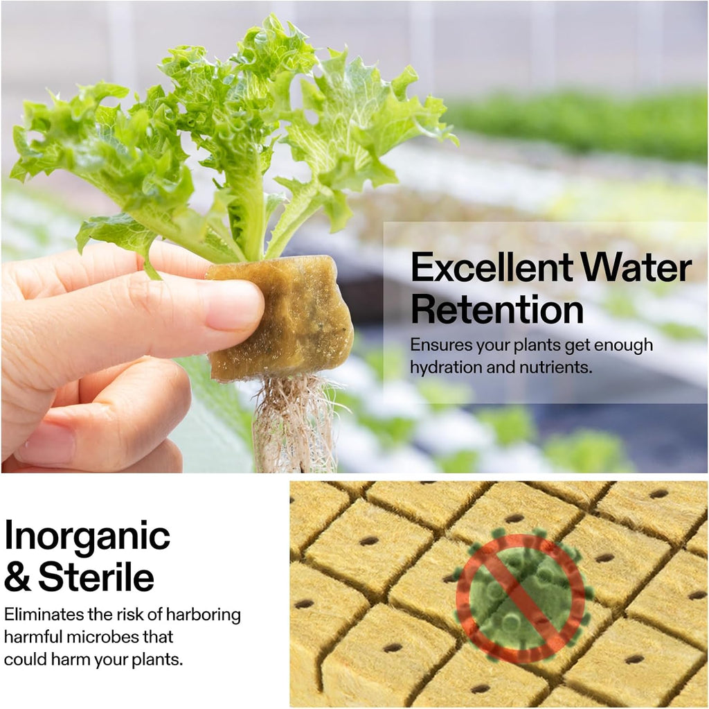 VIVOSUN 1.6" Rockwool Cubes, 8 Sheets of 224 Plugs Stonewool Starter | for Cuttings, Clone, Plant Propagation, Seed