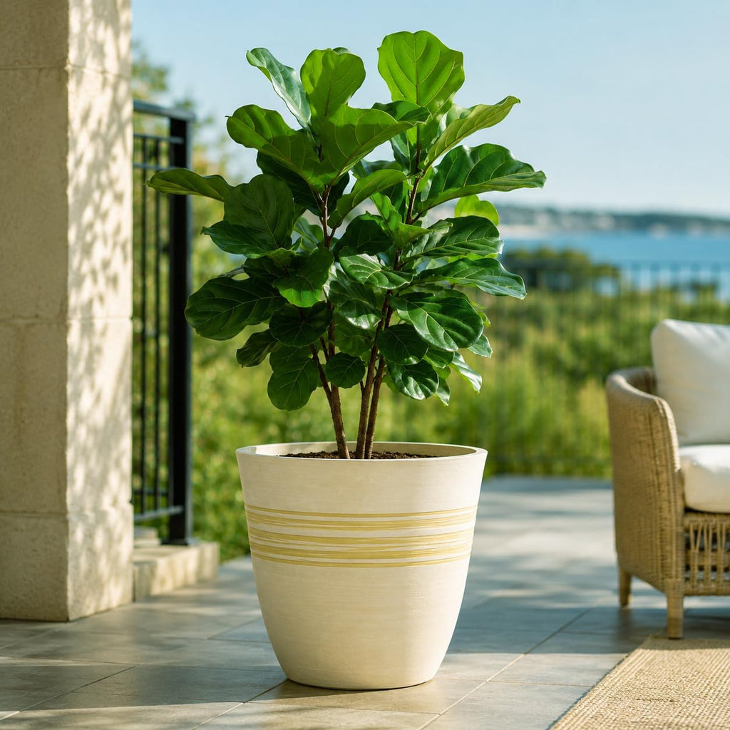 GreenShip 12 Inch Planters for Indoor Outdoor Set of 2 with Drainage Hole | Modern Flower Pots,Weather Resistant Garden