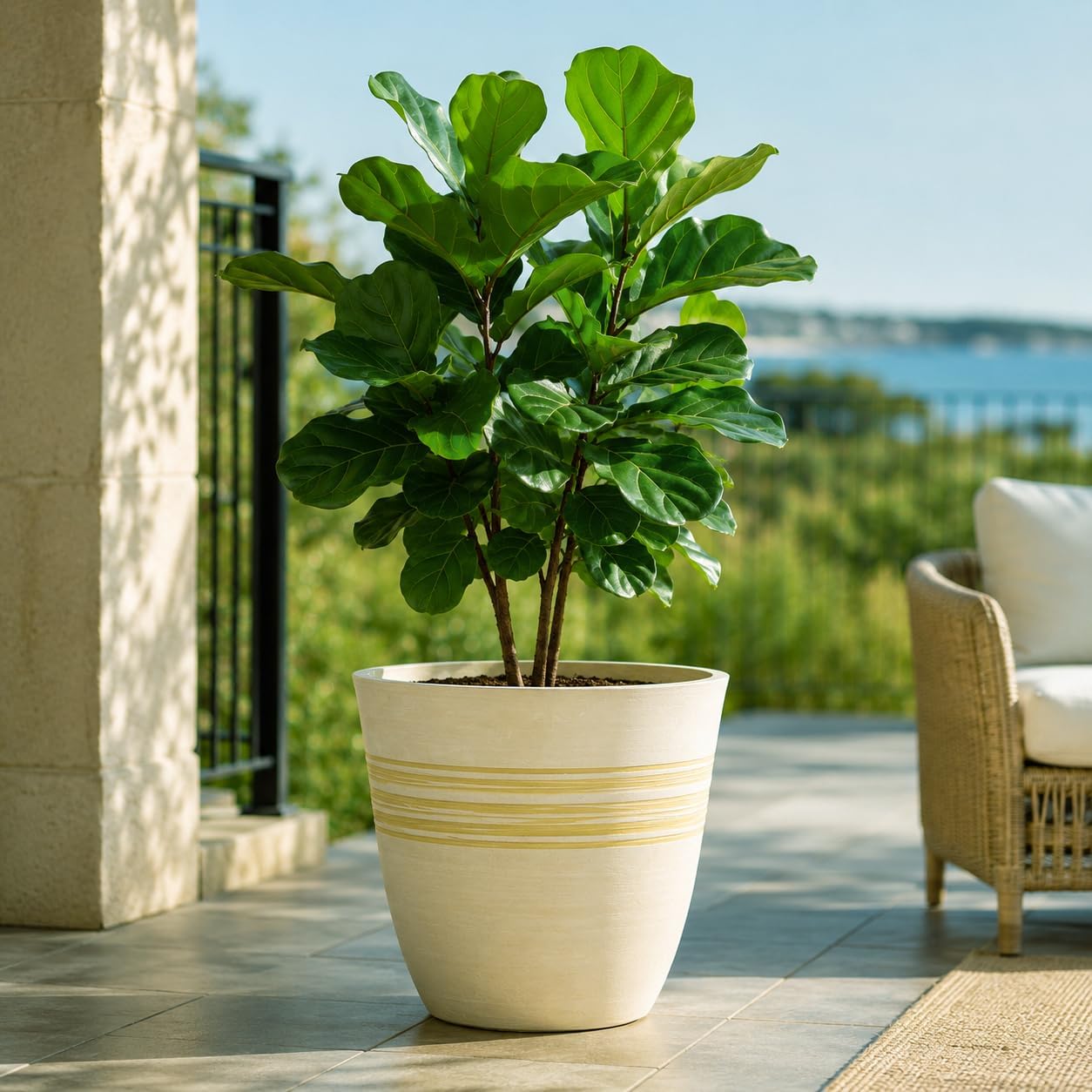 GreenShip 12 Inch Planters for Indoor Outdoor Set of 2 with Drainage Hole | Modern Flower Pots,Weather Resistant Garden
