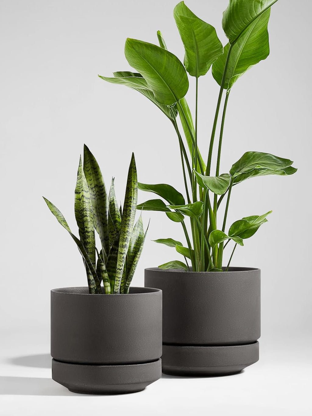 LE TAUCI 12 Inch Pot for Plants with Saucer, Ceramic Indoor Planter Pot with Drainage Hole, Mesh Pad Included, Unglazed