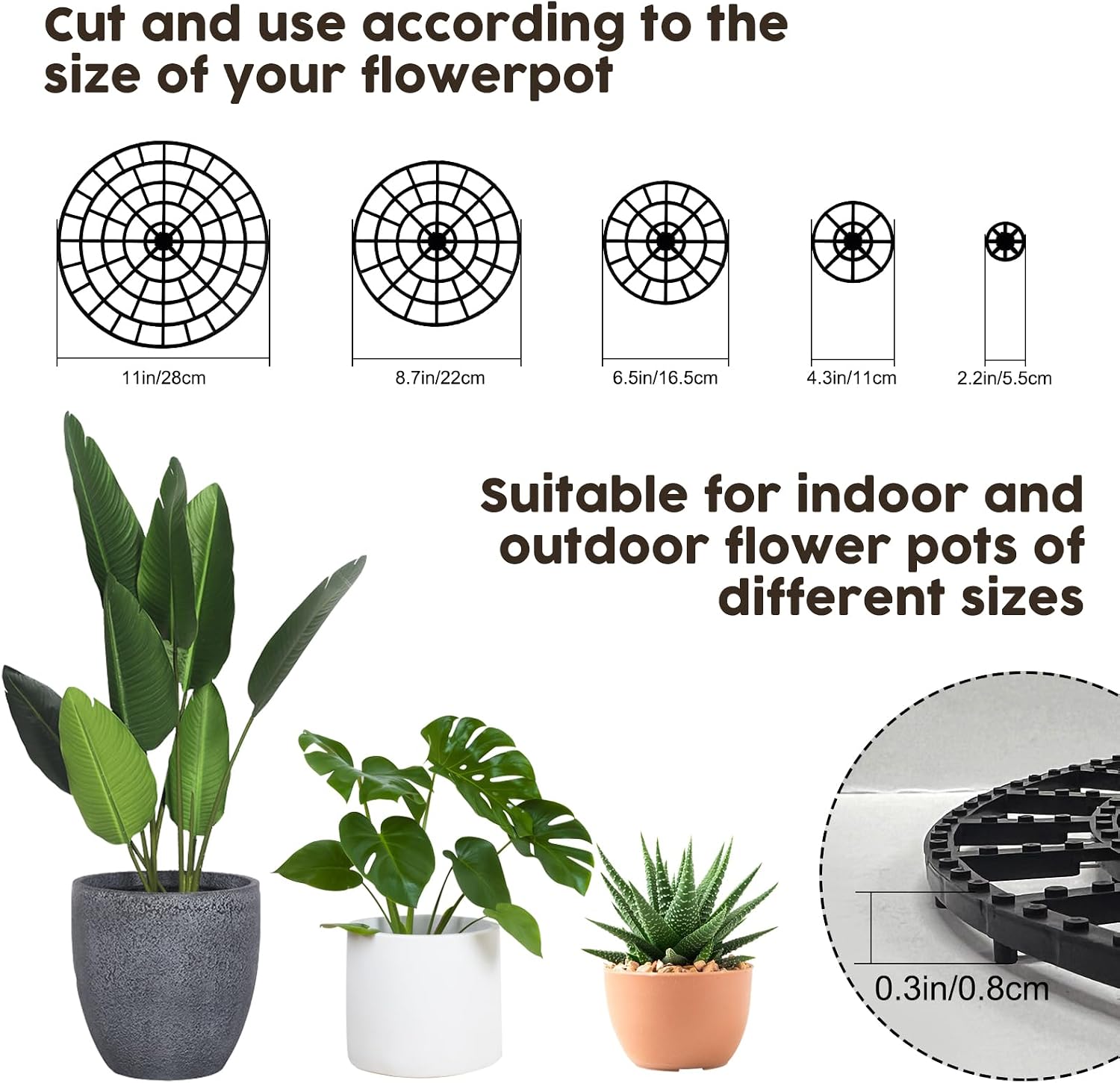 10 PCS Plant Riser for Pots In/Outdoor, Patio & Deck Floor Protector Flower Plant Stands 12 inch Adjustable Pot Risers