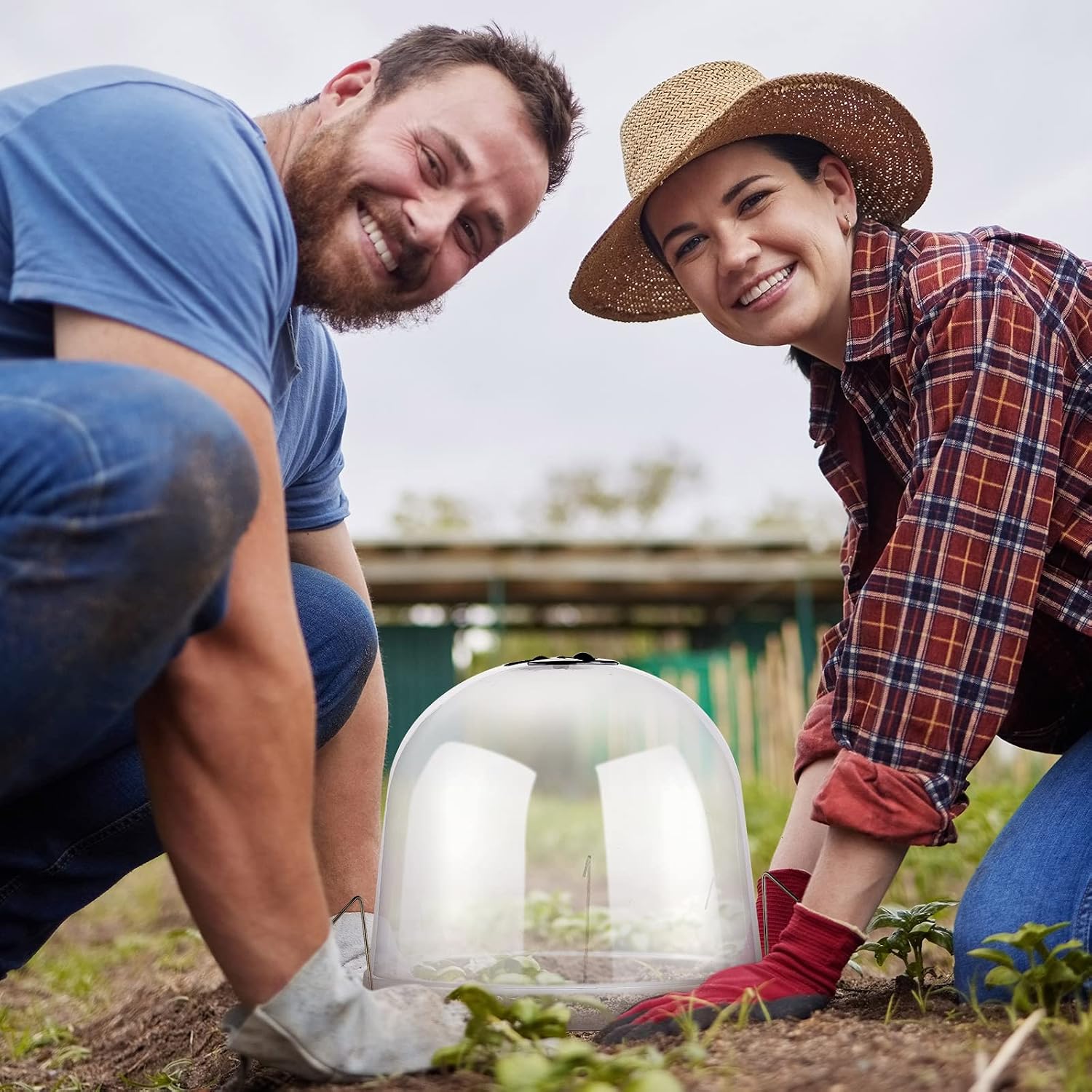 20 Pack Garden Cloche Plant Dome 10.2" D x 8.3" H Plant Cover Plastic Humidity Dome Reusable Protector Mini Greenhouse