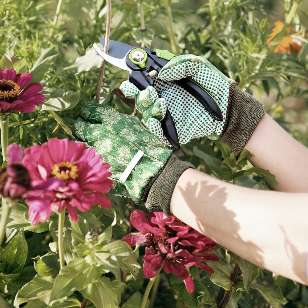Garden Tools Set, 8 Piece, Heavy Duty Gardening Tools with Wooden Handle, Including Garden Tote, Kneeling Pad, Gloves