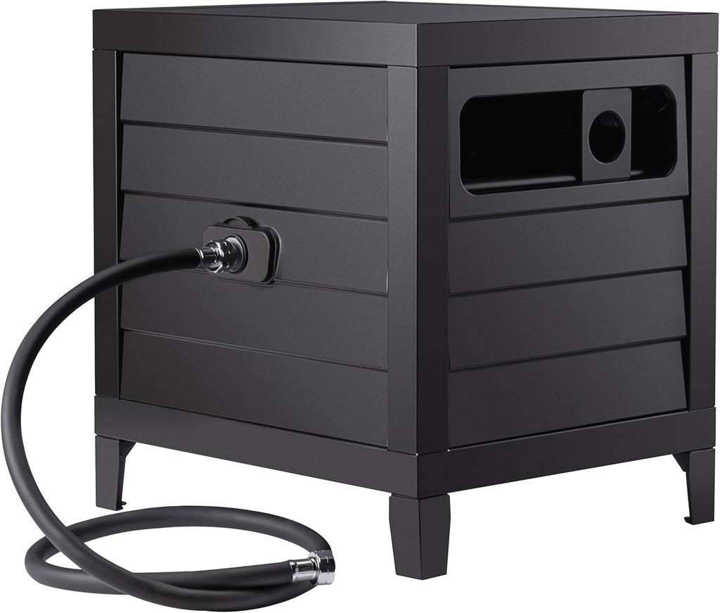 Metal Garden Hose Reel Deck box, Durable Steel Garden Hose Storage Box Cabinet, 150ft 5/8" Garden Hose Capacity. - Hose