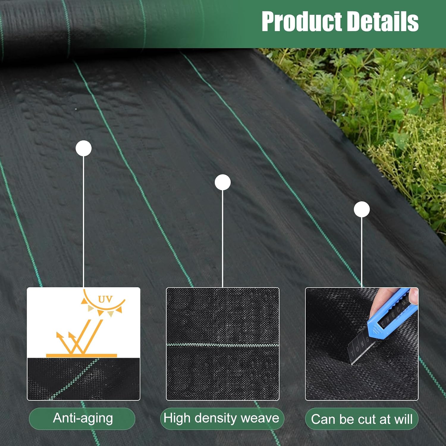 4 x 100FT Garden Weed Barrier Landscape Fabric Heavy Duty Weed Fabric Barrier Premium Garden Ground Cover Weed Control