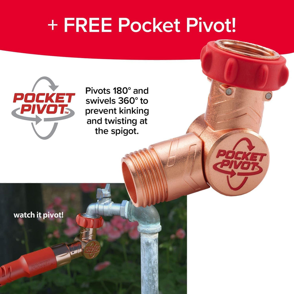 Pocket Hose 25 FT Copper Head Hose, Pocket Pivot, No Tangles, Anti-Burst | Anti-burst sleeve reinforced with