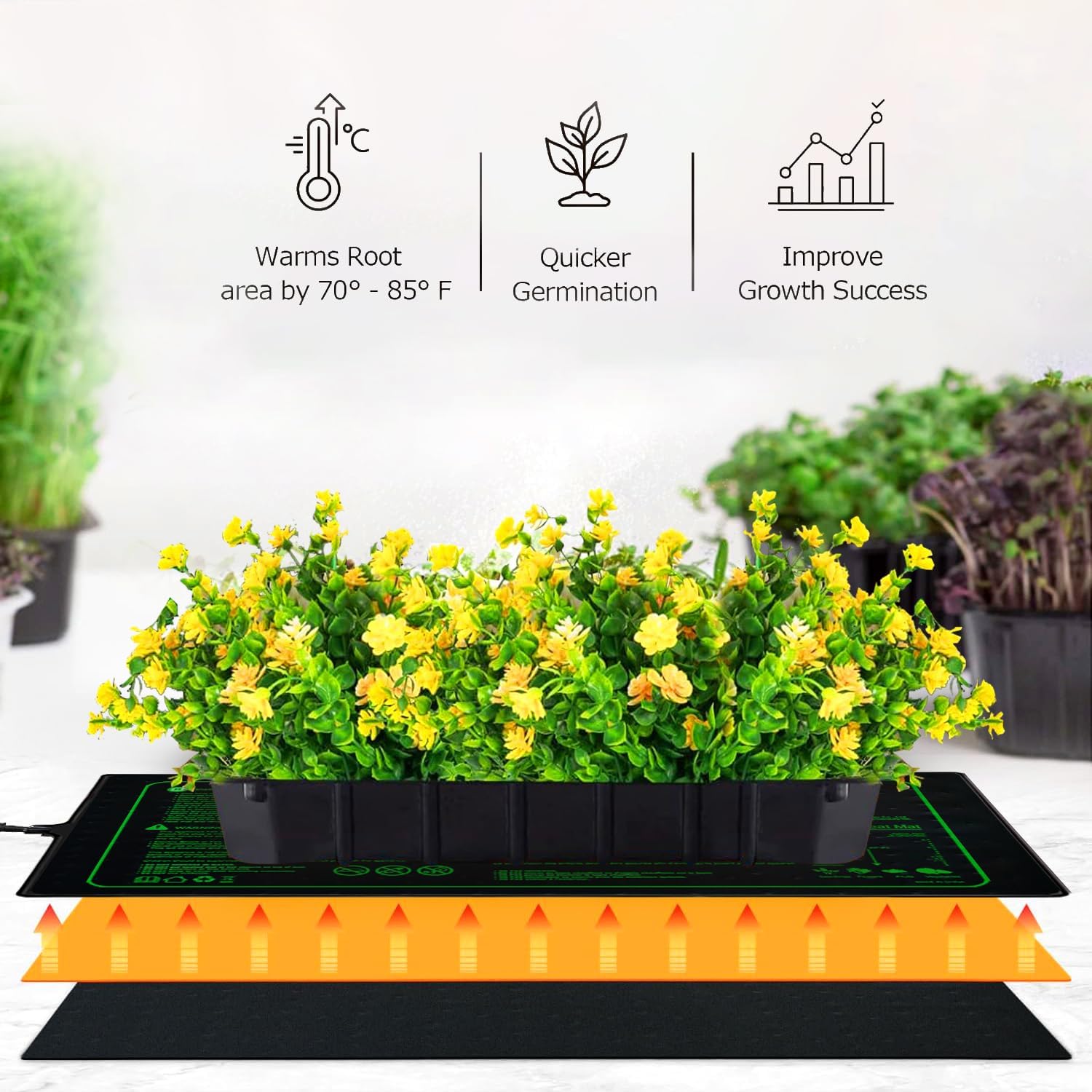 10"x20" Seedling Heat Mat for Seed Starting and Germination,2 Pack | Durable Waterproof Hydroponic Heating Pad with ETL