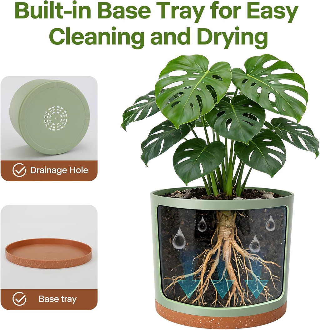 3 Pack Cylinder Planter Set 10/9/8 Inch White Indoor Plant Pots | Modern flower pots with drainage holes and saucers.
