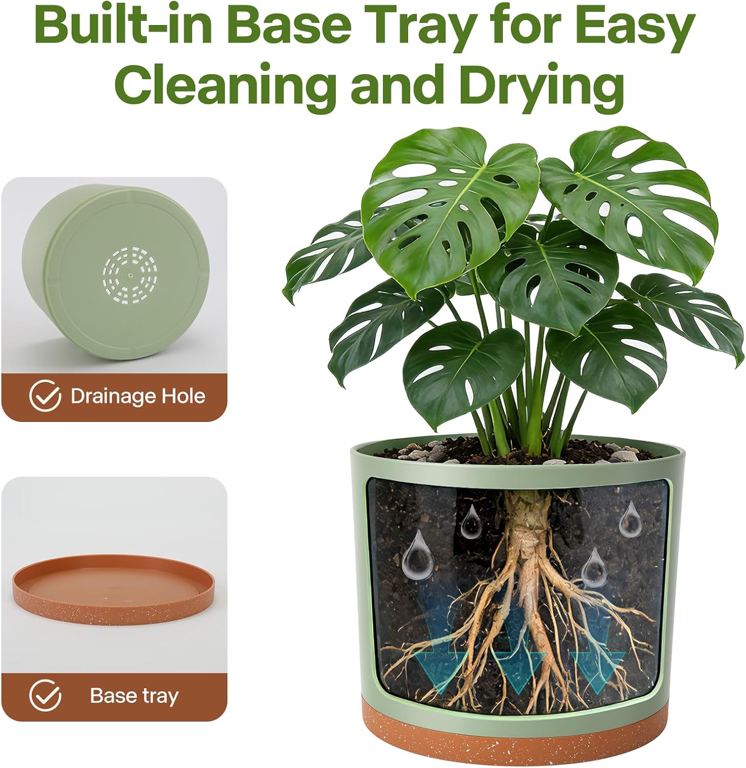 3 Pack Cylinder Planter Set 10/9/8 Inch White Indoor Plant Pots | Modern flower pots with drainage holes and saucers.