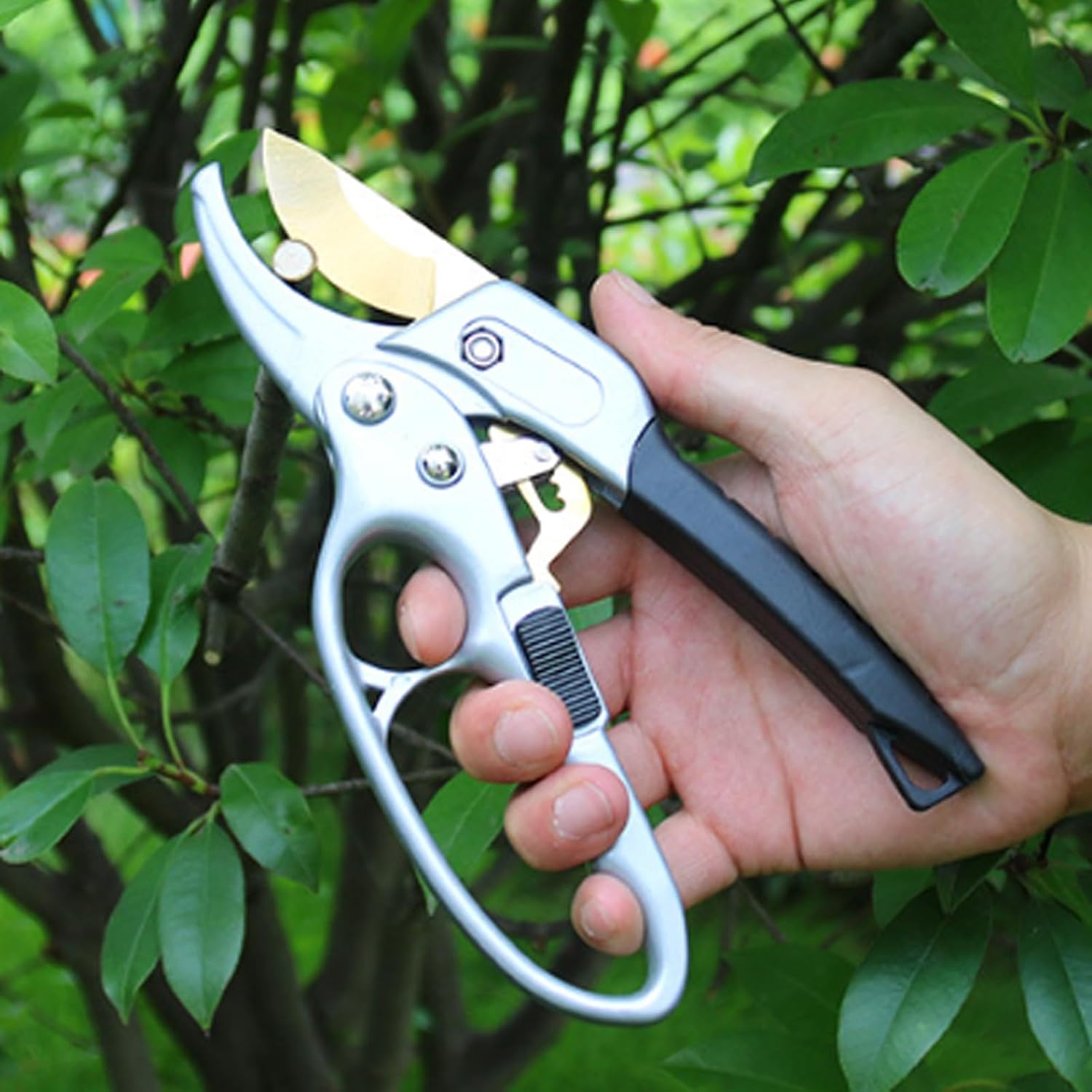 Garden Clippers, Premium Germany Titanium Pruners, Work 3 Times Easier, Ratcheting Pruning Shears, Cutting Rose