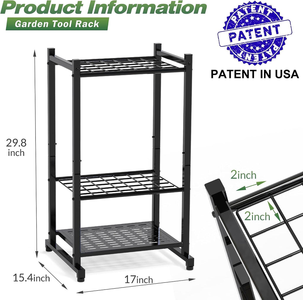 Garden Tool Organizer, Garage Tool Organizer & Garage Organization, Heavy Duty Steel Tool Storage Rack Holds 35 Rakes