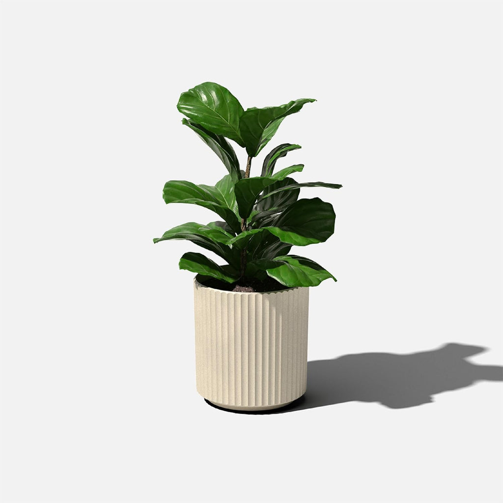 Veradek Demi Series Round Planter for Porch, Patio, Backyard | Durable Plastic-Concrete Material | Modern Décor for