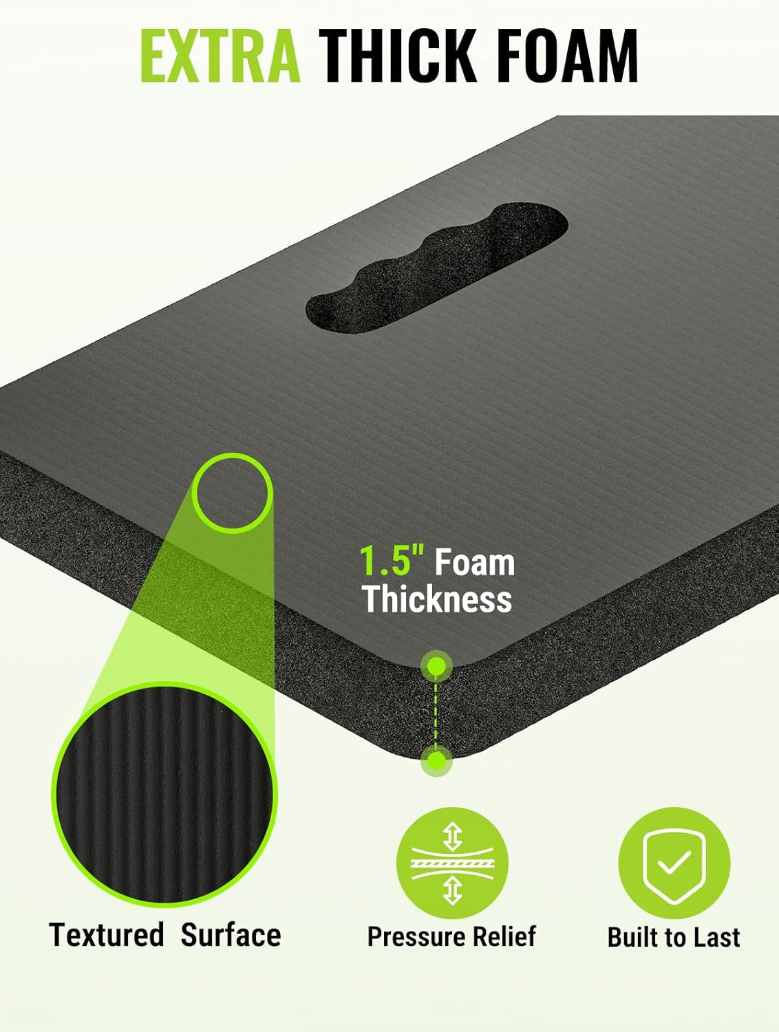 WORKPRO Extra Thick Kneeling Pad, 2 Pack, 17.5 x 11 x 1.5 in, Black | Soft NBR Foam Cushioning for Knee, Large Foam