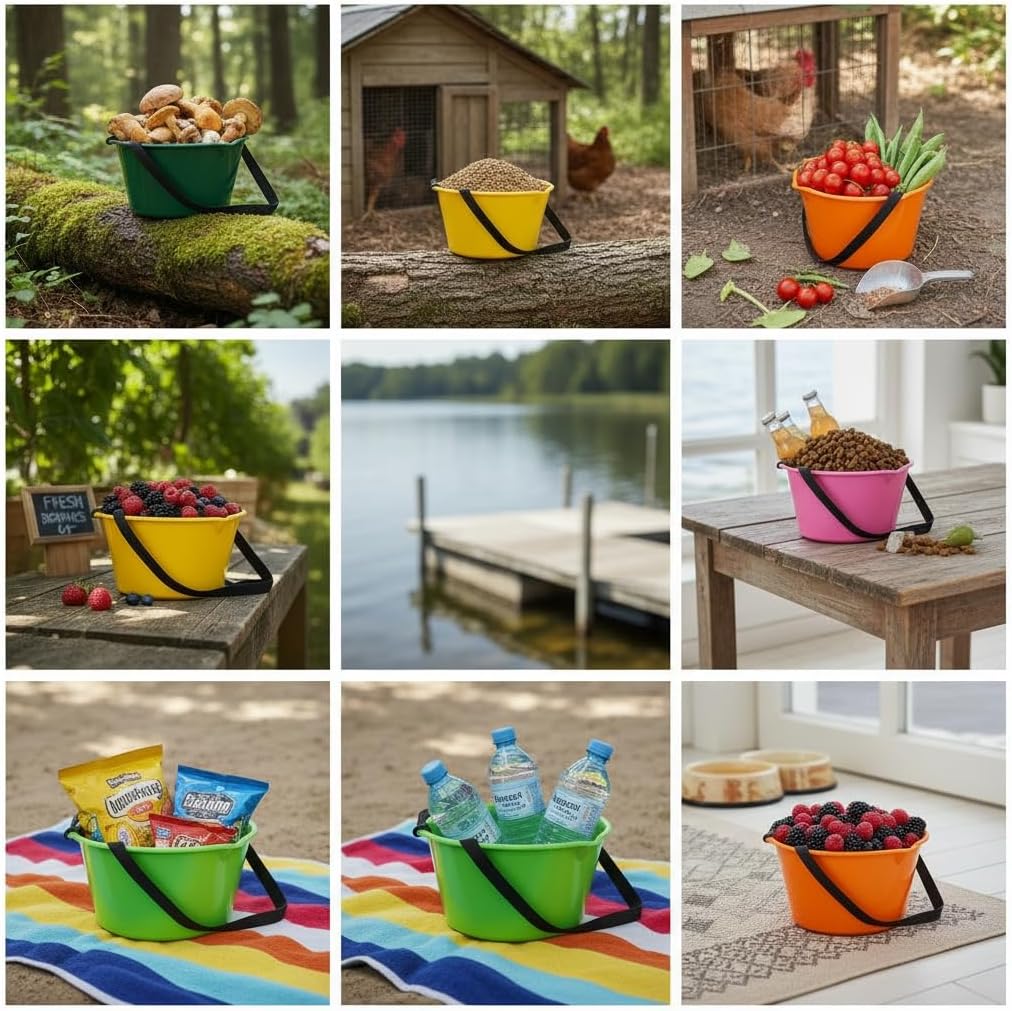Berry Picking Basket - 3L Hands-Free Fruit Picking Bucket with Adjustable Strap (Pink)
