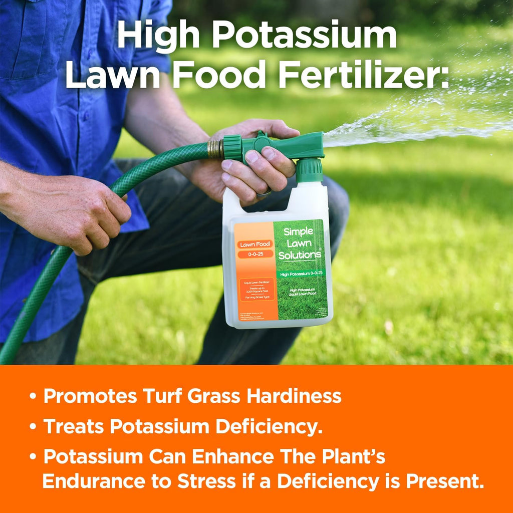 Simple Lawn Solutions - High Potassium Lawn Food Liquid Fertilizer 0-0-25 - Concentrated Spray - Turf Grass Vigor and