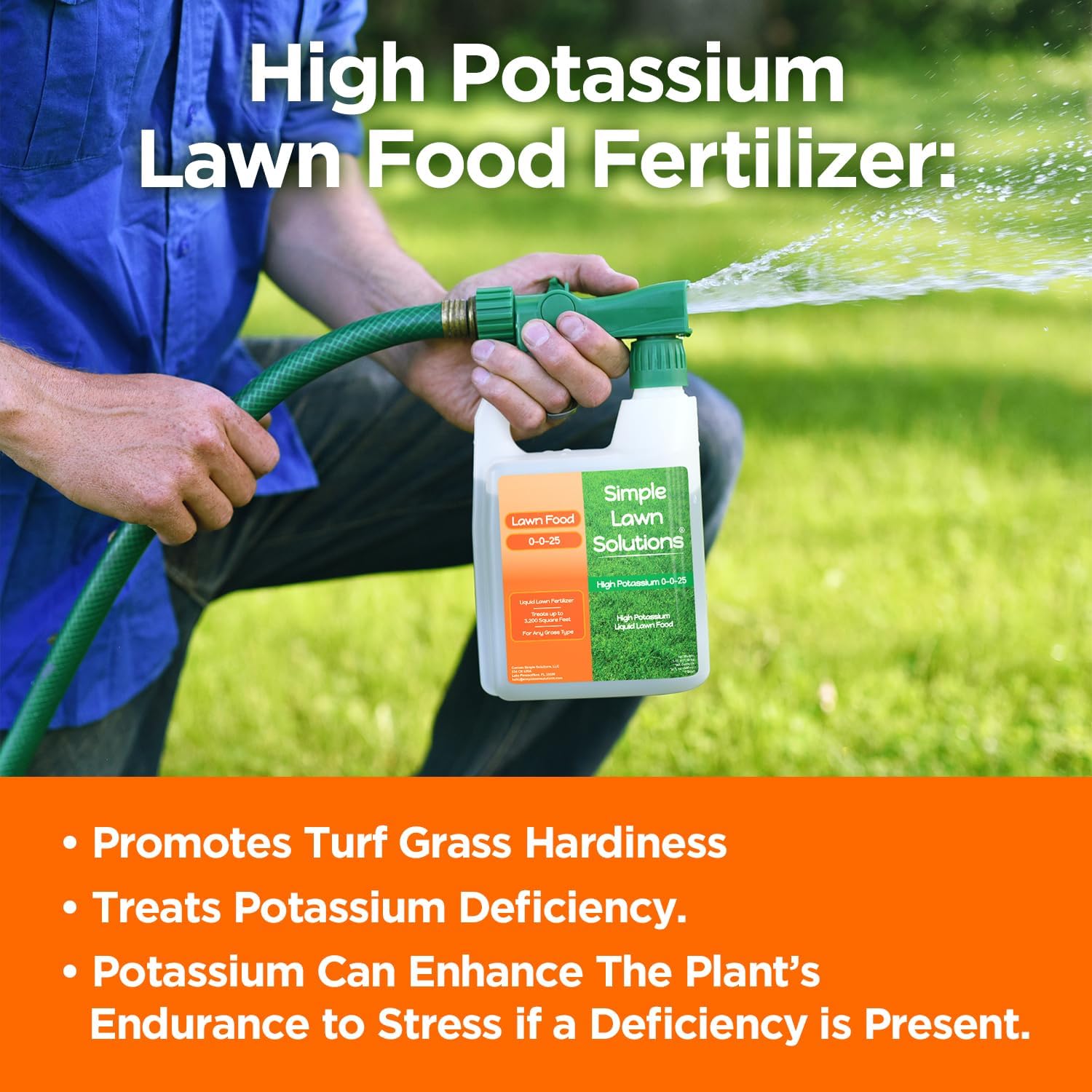 Simple Lawn Solutions - High Potassium Lawn Food Liquid Fertilizer 0-0-25 - Concentrated Spray - Turf Grass Vigor and