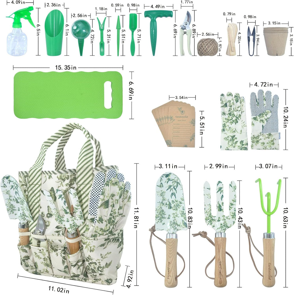 Gardenwind 32pcs Gardening Tools for Women Heavy Duty Gardening Tools Set with Fashion and Function, Water Proof Garden
