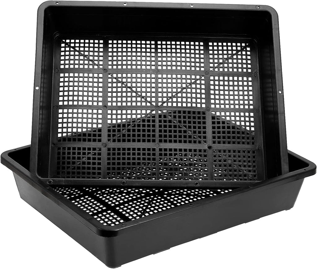 MOUYAT 14 Pack 15 x12 Inch Seed Starter Trays, Plastic Mesh Bottom Growing Trays, Plant Germination Trays for